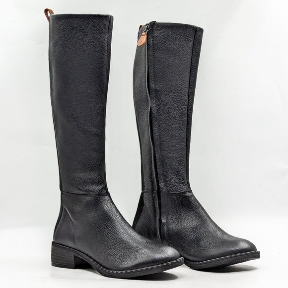Gentle Soul Women Black Black Leather Riding Zip Tall Boots size 6US EUR36 - Picture 1 of 11